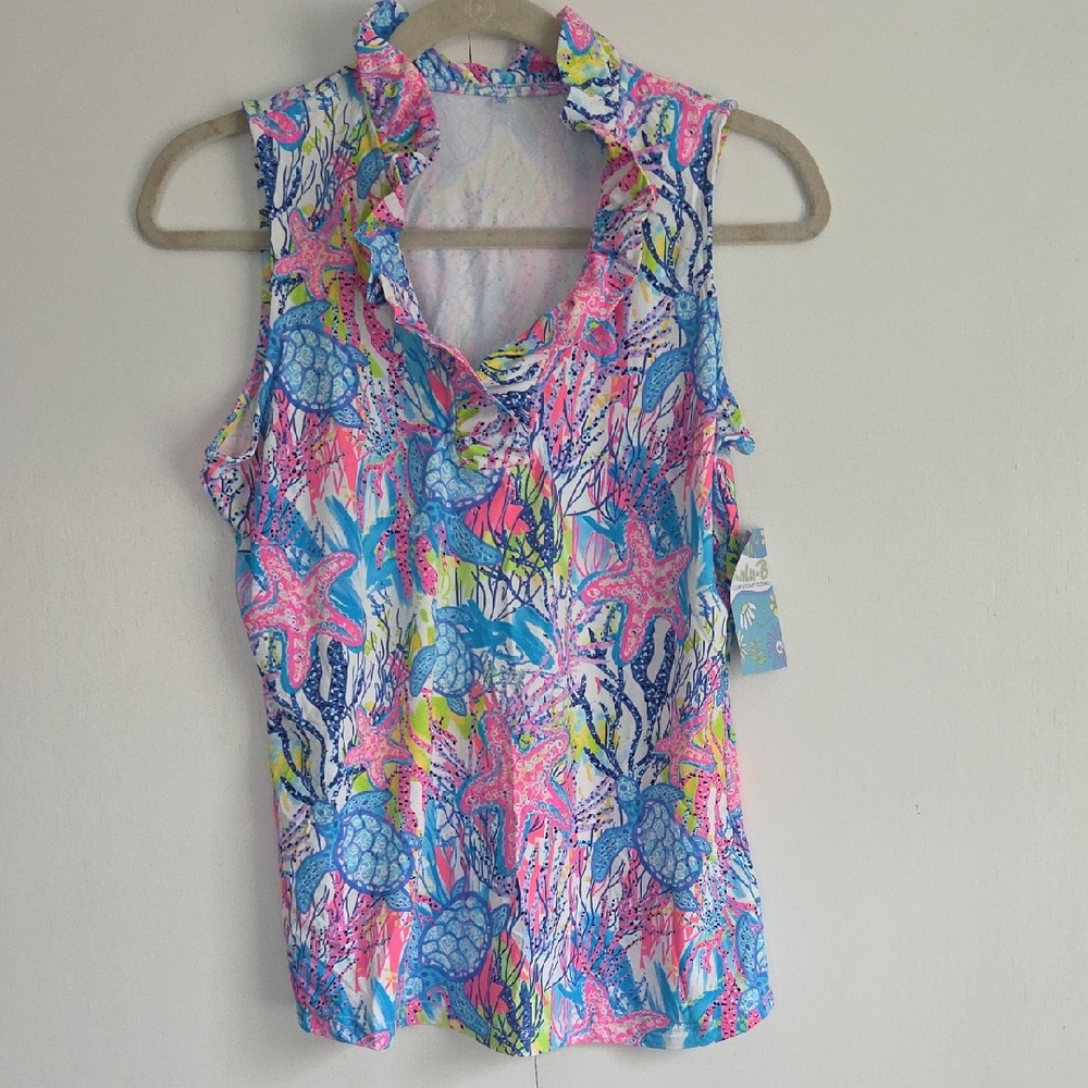 Vibrant Sleeveless Turtle Starfish Tank Blouse Top
